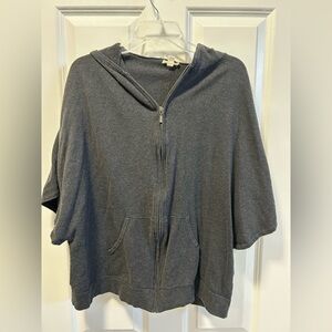Kalon, charcoal, gray poncho, short sleeve sweater cardigan